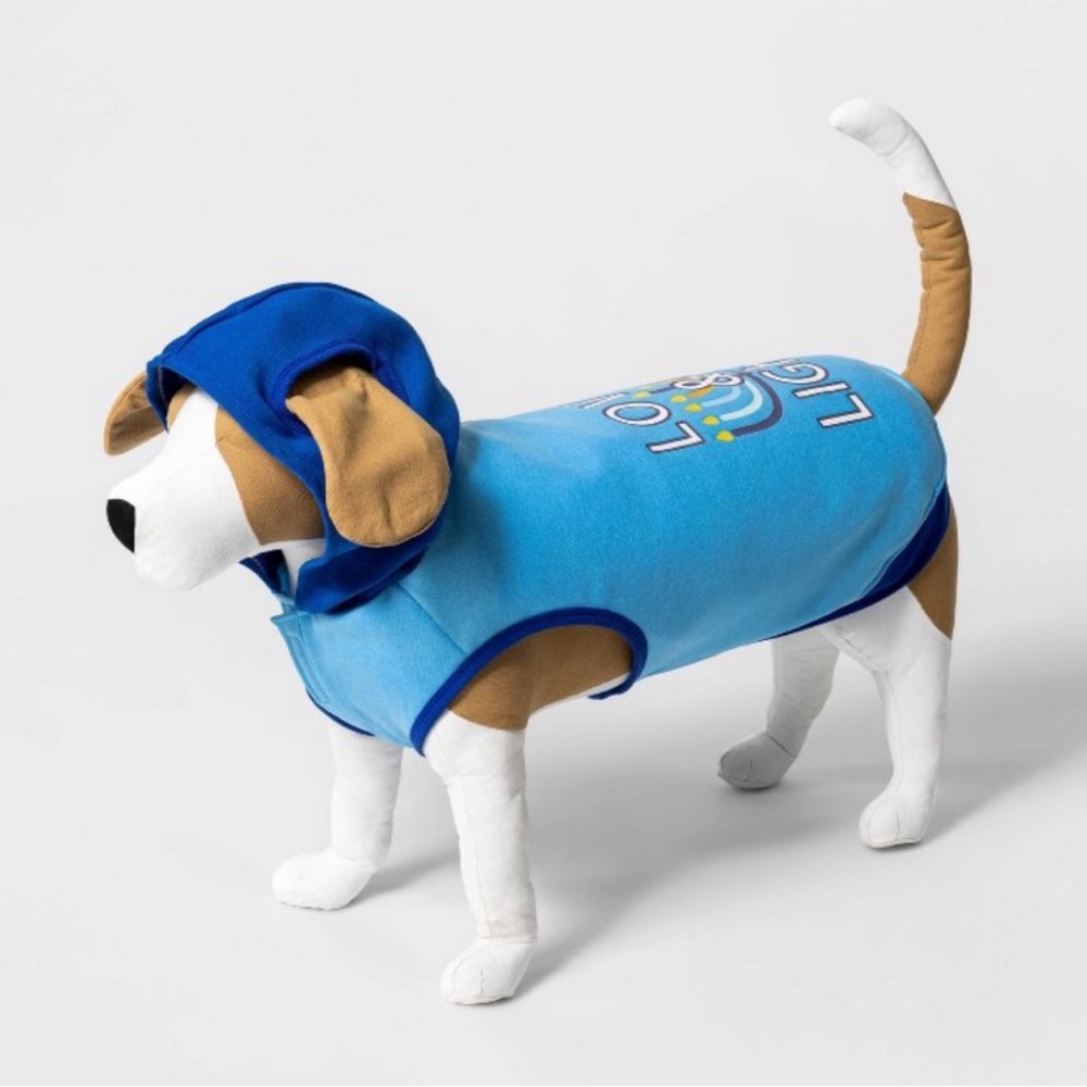 Hanukkah "Love & Light" Blue Menorah Dog Hoodie Xtra Large NWT
